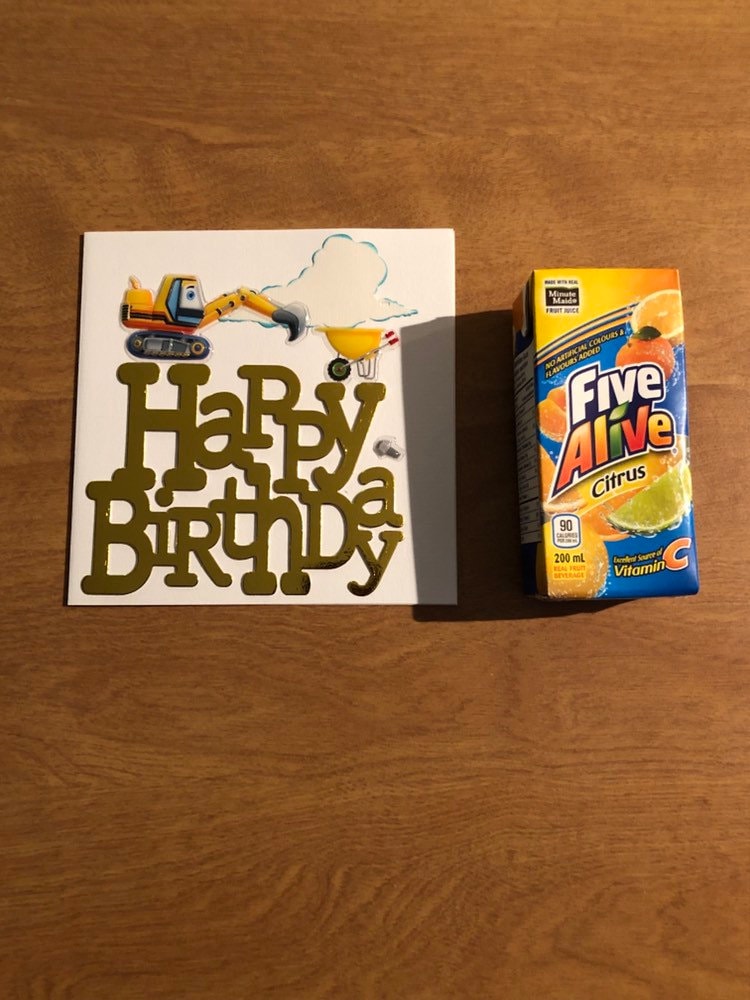 Set of Three Handmade Excavator Happy Birthday Cards 5 3/4" X 5 3/4" 14.5cm x 14.5cm