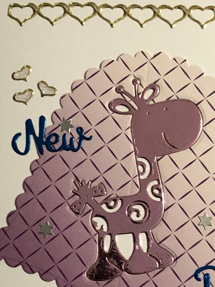 New Baby Giraffe Congratulations Handmade Card