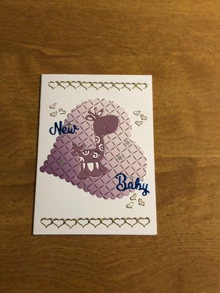 New Baby Giraffe Congratulations Handmade Card