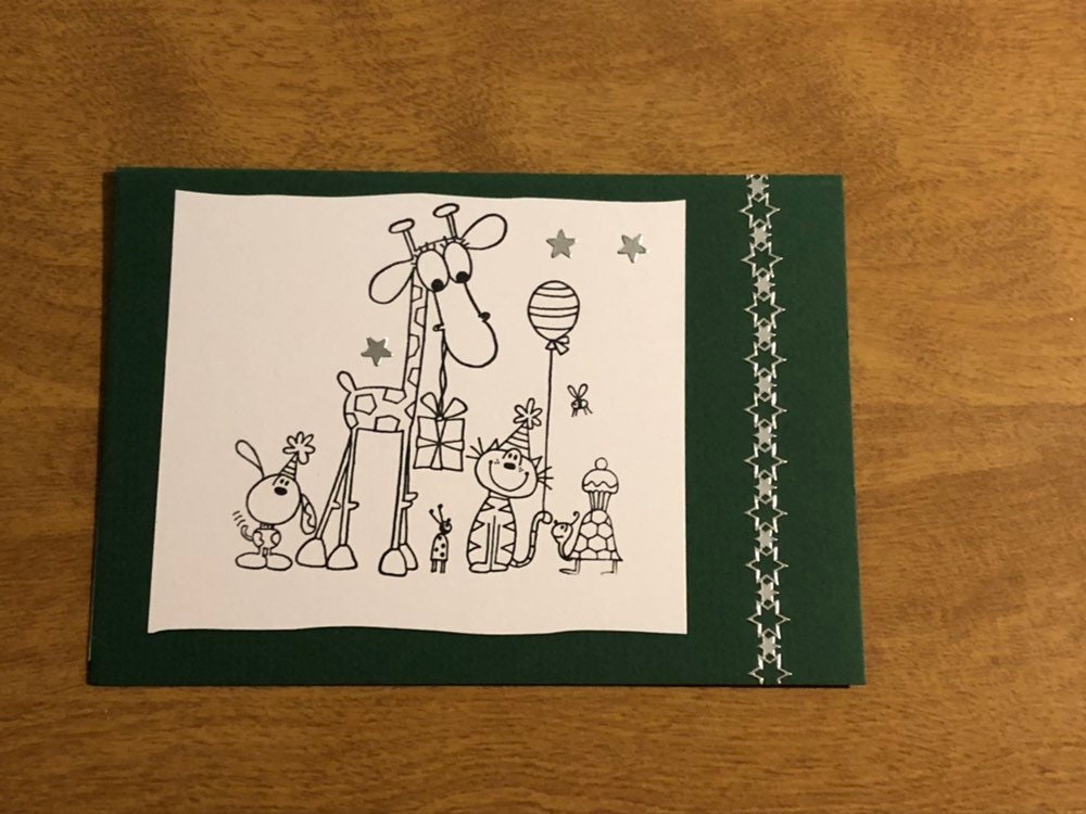 Giraffe and Friends Handmade Greeting Card