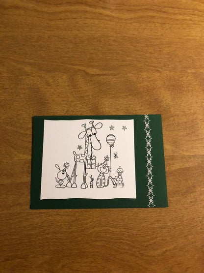 Giraffe and Friends Handmade Greeting Card