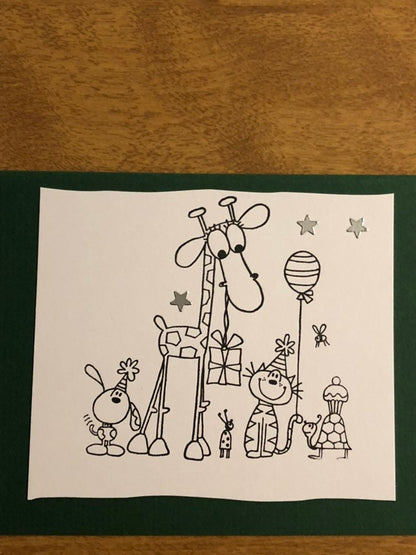 Giraffe and Friends Handmade Greeting Card