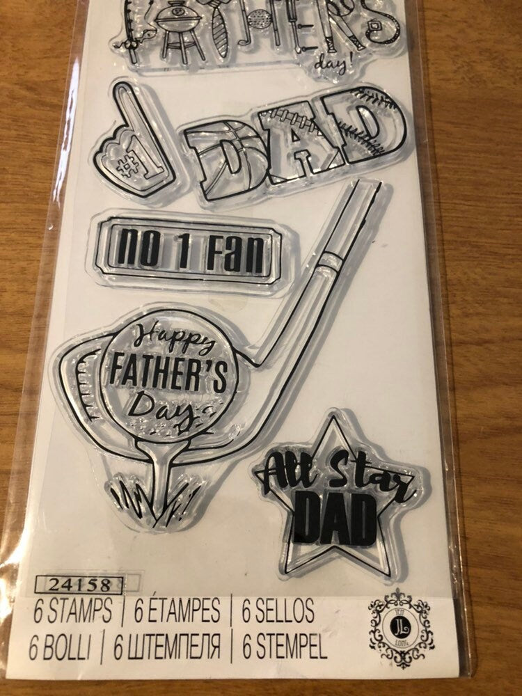Sizzix All Star Dad 6 Piece Clear Stamps Set by Jen Long 662004