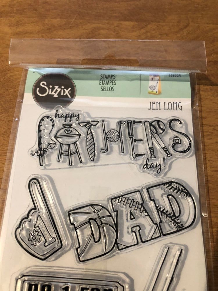 Sizzix All Star Dad 6 Piece Clear Stamps Set by Jen Long 662004