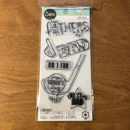 Sizzix All Star Dad 6 Piece Clear Stamps Set by Jen Long 662004