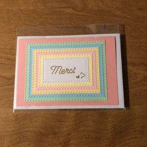 Merci, Fait Main Carte Française, Handmade French Thank You Card, Choice of One or Two Cards
