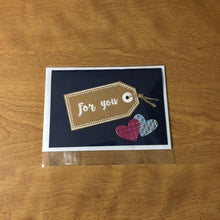 Load image into Gallery viewer, Thank You Tag, Card with hearts, or For You Tag Card With Hearts, Handmade, Available as a Single Card of Your Choice or as a Set.