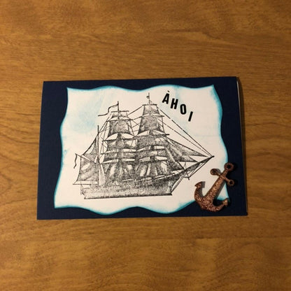 Ahoi Ship Anchor Deutsche Karten Handgemach Ahoi Ship Anchor German Card Handmade Choose One or Both Cards