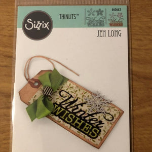 Winter Wishes and Snowflakes, Sizzix 2 Piece Thinlits Dies Set, By Jen Long 660663 For Making Christmas Cards
