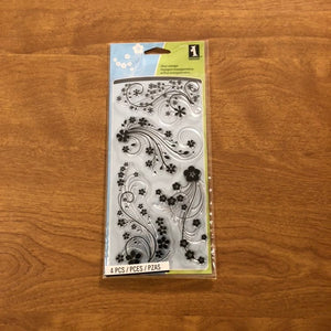 Inkadinkado Modern Flower Flourish 4 Piece Clear Stamp Set 60-30380
