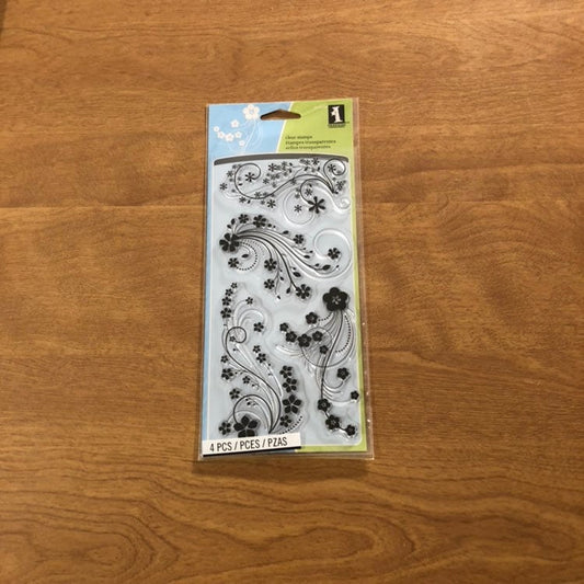Inkadinkado Modern Flower Flourish 4 Piece Clear Stamp Set 60-30380