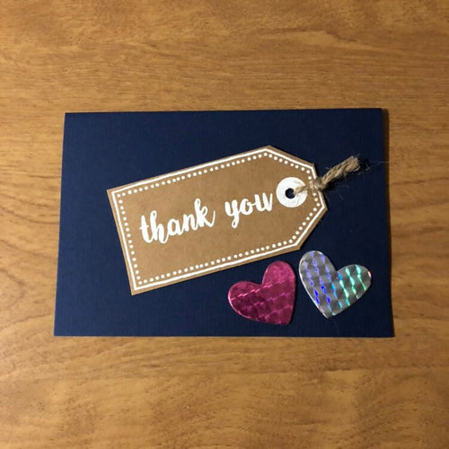 Thank You Tag, Card with hearts, or For You Tag Card With Hearts, Handmade, Available as a Single Card of Your Choice or as a Set.
