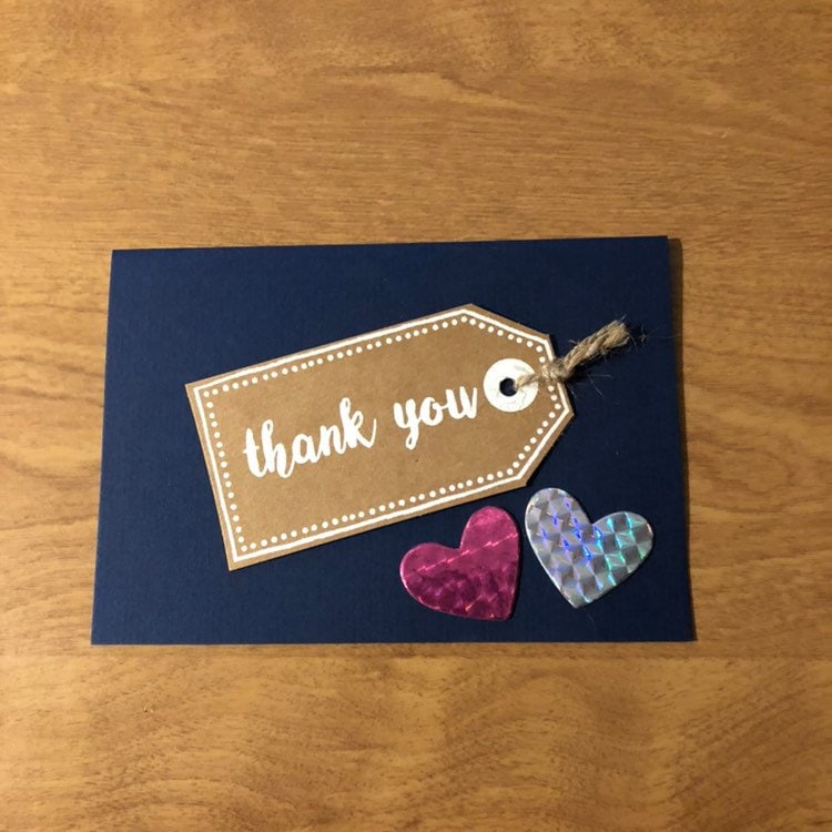 Thank You Tag, Card with hearts, or For You Tag Card With Hearts, Handmade, Available as a Single Card of Your Choice or as a Set.