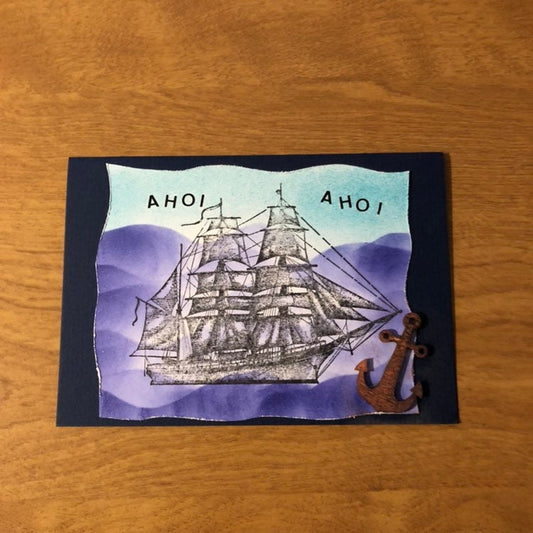Ahoi Ship Anchor Deutsche Karten Handgemach Ahoi Ship Anchor German Card Handmade Choose One or Both Cards