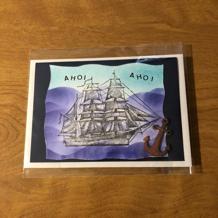 Ahoi Ship Anchor Deutsche Karten Handgemach Ahoi Ship Anchor German Card Handmade Choose One or Both Cards