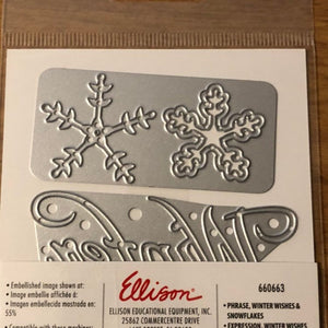 Winter Wishes and Snowflakes, Sizzix 2 Piece Thinlits Dies Set, By Jen Long 660663 For Making Christmas Cards
