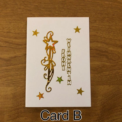 Frohe Weihnachten Sterne Deutsche Karte, Deutsche Weihnachtskarten Handgemacht, Merry Christmas Stars Handmade German Christmas Cards