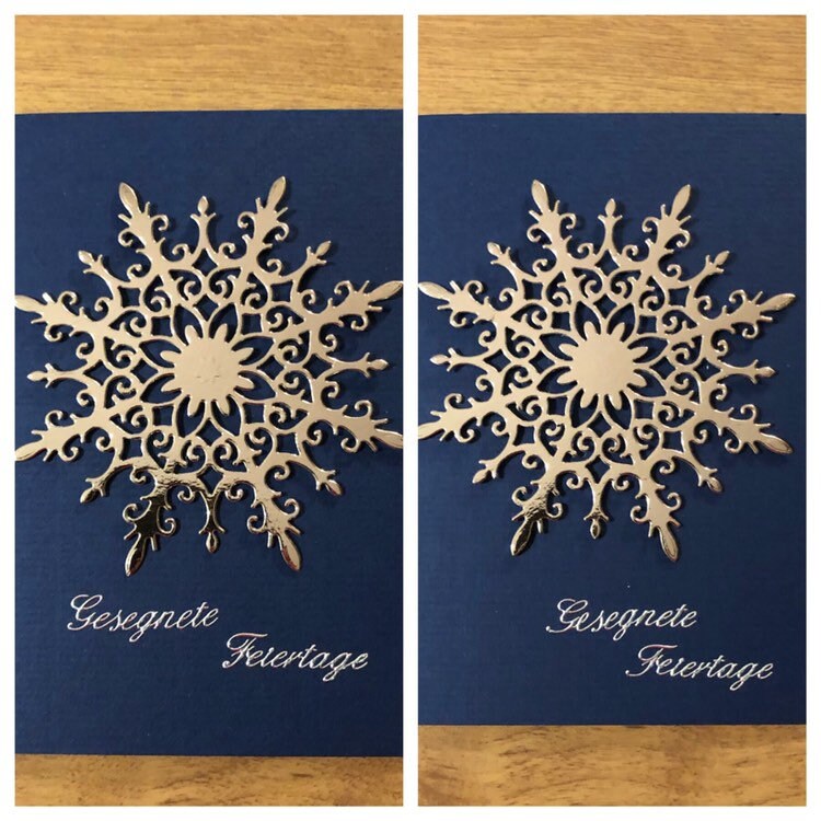 Schneeflocke Gesegnete Feiertage Karte Deutsche Weihnachtskarte Handgemacht, German Snowflake Blessed Holidays, Christmas Card Handmade