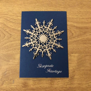 Schneeflocke Gesegnete Feiertage Karte Deutsche Weihnachtskarte Handgemacht, German Snowflake Blessed Holidays, Christmas Card Handmade