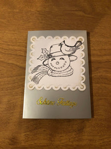 Frohe Festtage Schöne Festtage Schneemann Deutsche Weihnachtskarte Handgemacht German Happy Holidays Snowman Christmas Cards Handmade