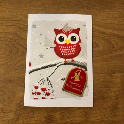 Fröhliche Weihnachten Eule Deutsche Karte Weihnachtskarten Handgemacht, Merry Christmas Owl German Christmas Cards handmade