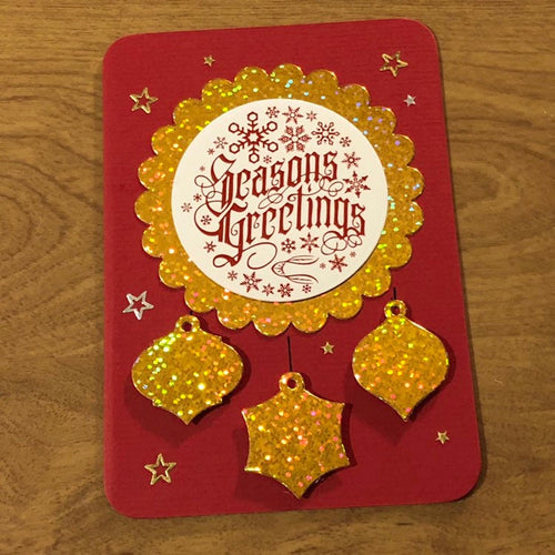Seasons Greetings, Ornaments Handmade Christmas Card, Choice of One or Both Cards