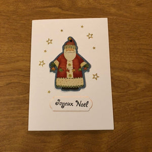 Joyeux Noël, Carte De Noël, Français Fait Main, Bonhomme De Neige, Père Noël Arbre de Noël Bonnes Fêtes Handmade French Merry Christmas Card
