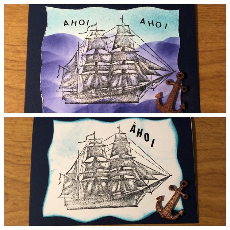 Ahoi Ship Anchor Deutsche Karten Handgemach Ahoi Ship Anchor German Card Handmade Choose One or Both Cards