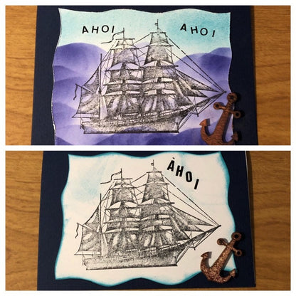 Ahoi Ship Anchor Deutsche Karten Handgemach Ahoi Ship Anchor German Card Handmade Choose One or Both Cards