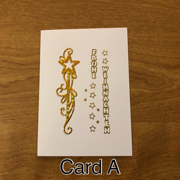 Frohe Weihnachten Sterne Deutsche Karte, Deutsche Weihnachtskarten Handgemacht, Merry Christmas Stars Handmade German Christmas Cards