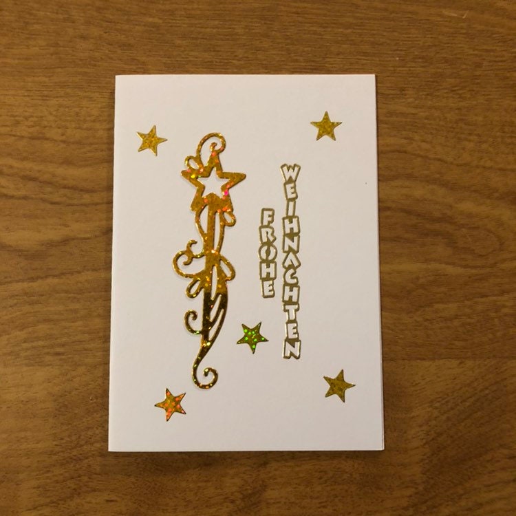 Frohe Weihnachten Sterne Deutsche Karte, Deutsche Weihnachtskarten Handgemacht, Merry Christmas Stars Handmade German Christmas Cards