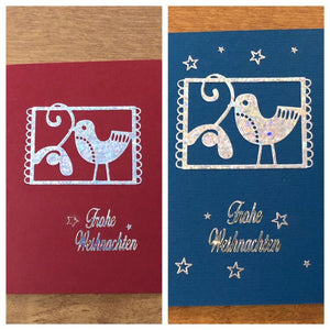 Frohe Weihnachten Taube Deutsche Weihnachtskarte Handgemacht, Merry Christmas German Christmas Cards Handmade, Choice of One or Both Cards
