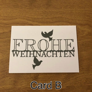 Frohe Weihnachten Tauben Deutsche Karte Weihnachtskarten Handgemacht, Merry Christmas Doves German Christmas Cards handmade