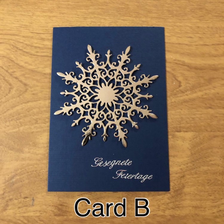 Schneeflocke Gesegnete Feiertage Karte Deutsche Weihnachtskarte Handgemacht, German Snowflake Blessed Holidays, Christmas Card Handmade