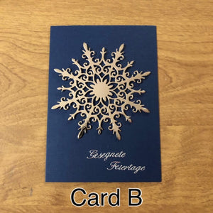 Schneeflocke Gesegnete Feiertage Karte Deutsche Weihnachtskarte Handgemacht, German Snowflake Blessed Holidays, Christmas Card Handmade