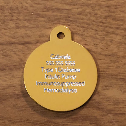 Large Circle, Personalized Aluminum Tag, Diamond Engraved, Dog Tag, Cat Tag, ID Tag, Kitty Tag, Puppy Tag, For Backpacks, Bags, Key Chains