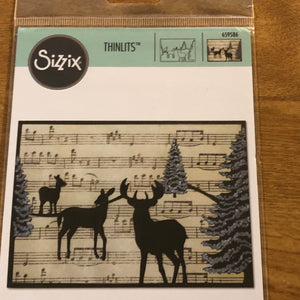 Sizzix, Winter Deer Card Front, Thinlits Die 659586 For Christmas Card Making