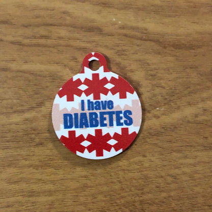 I Have Diabetes, Medical Alert Large Circle, Personalized Aluminum Tag, Diamond Engraved, Personal ID Tag Keychain For Daibetics