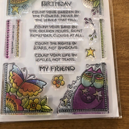 Stampendous, Birthday Corners, by Laurel Burch Clear Stamp Set SSCL108