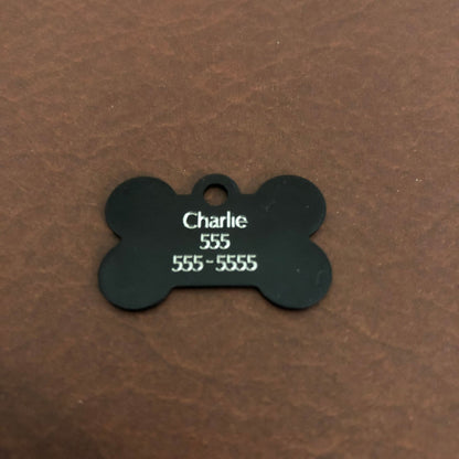 Zebra Pattern Design, Small Black Bone Personalized Aluminum Tag Diamond Engraved, Dog Tag, Puppy Tag, Pet Tag, ID Tags, For Collars, ZPDSBB