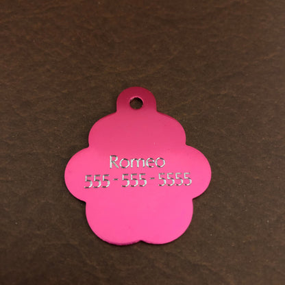 Paw Print Tag, Paw Shaped Tag, Dog, Cat, Puppy, Kitten, Small Animal and Pet Id Tag Personalized Diamond Engraved Aluminum Tags