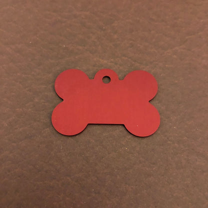 Punk Print Flames Design, Large Red Bone, Personalized Aluminum Tag, Diamond Engraved. Dog Tag. Puppy Tag, For Dog Collar PPFLRB