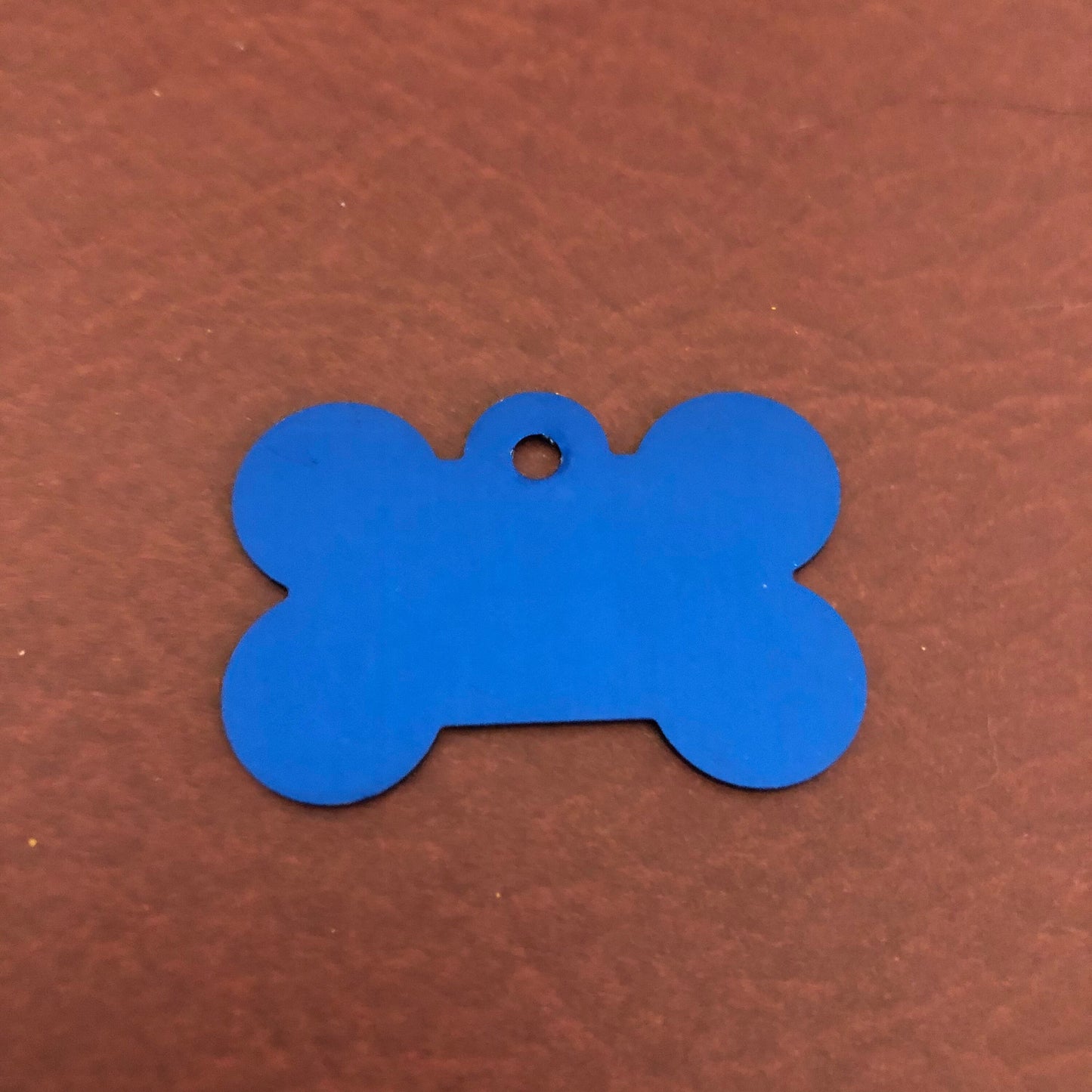 Rub My Belly, Large Blue Bone Aluminum Tag, Personalized Diamond Engraved, Dog Tag, Puppy Tag, ID Tag, Tag for Dog Collar RMMLBB