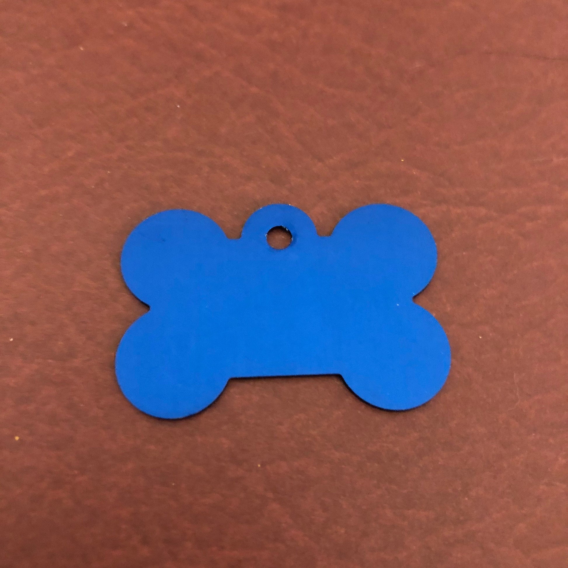 Rub My Belly, Large Blue Bone Aluminum Tag, Personalized Diamond Engraved, Dog Tag, Puppy Tag, ID Tag, Tag for Dog Collar RMMLBB