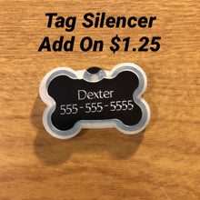 Load image into Gallery viewer, Huntin&#39; Dog Large Black Bone Dog Tag. Personalized Aluminum Tag. Diamond Engraved. Dog Tag. Small Animal Tag, Puppy Tag, For Collar, HDLBB