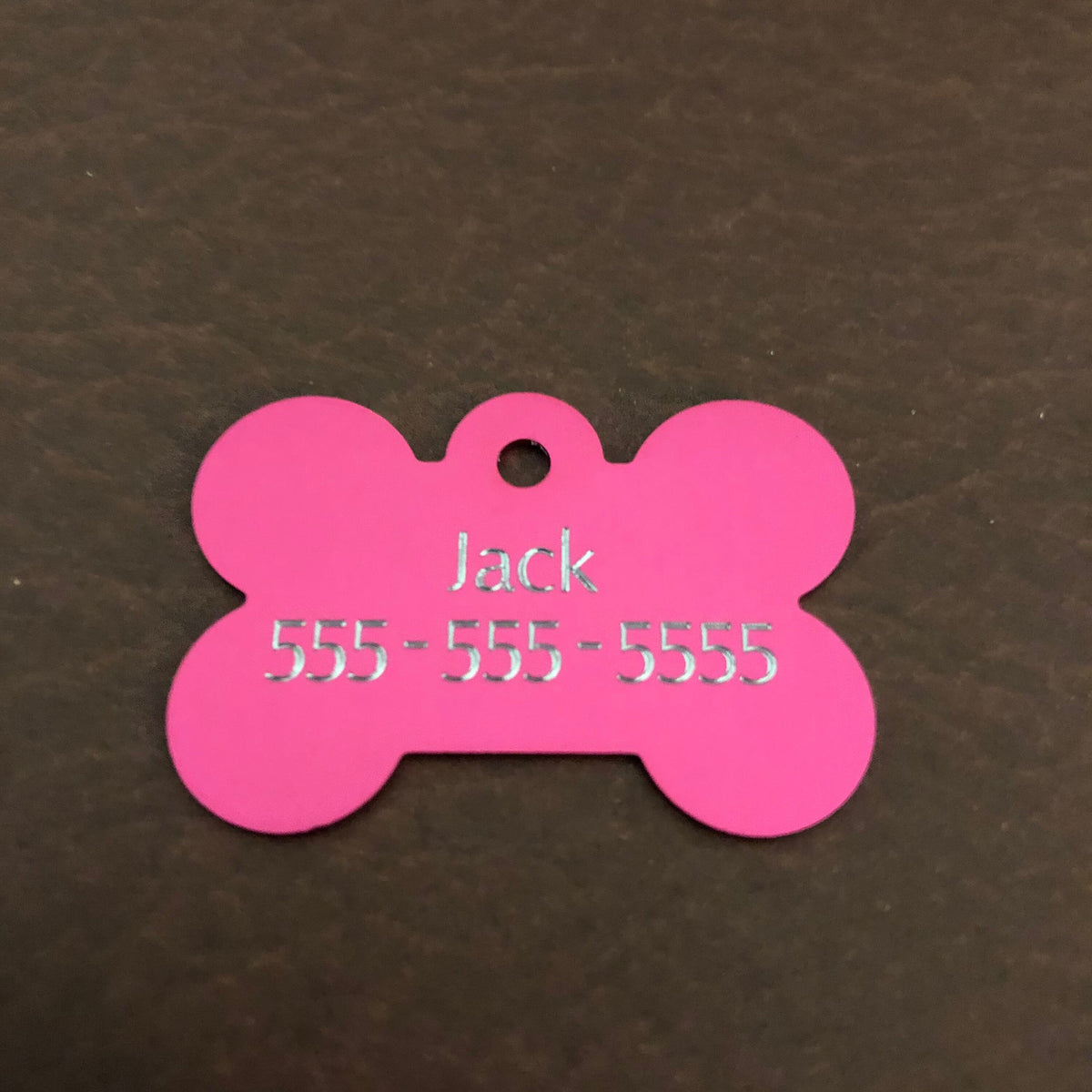Ornate Floral Print, Large Pink Bone, Personalized Diamond Engraved, Dog Tag, Small Animal Tag, Kitty Tag, Puppy Tag, For Dog Collar, OFPLPB