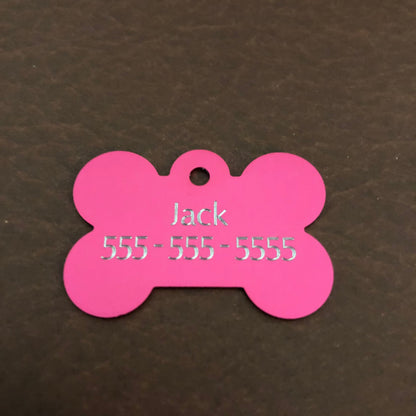 Ornate Floral Print, Large Pink Bone, Personalized Diamond Engraved, Dog Tag, Small Animal Tag, Kitty Tag, Puppy Tag, For Dog Collar, OFPLPB