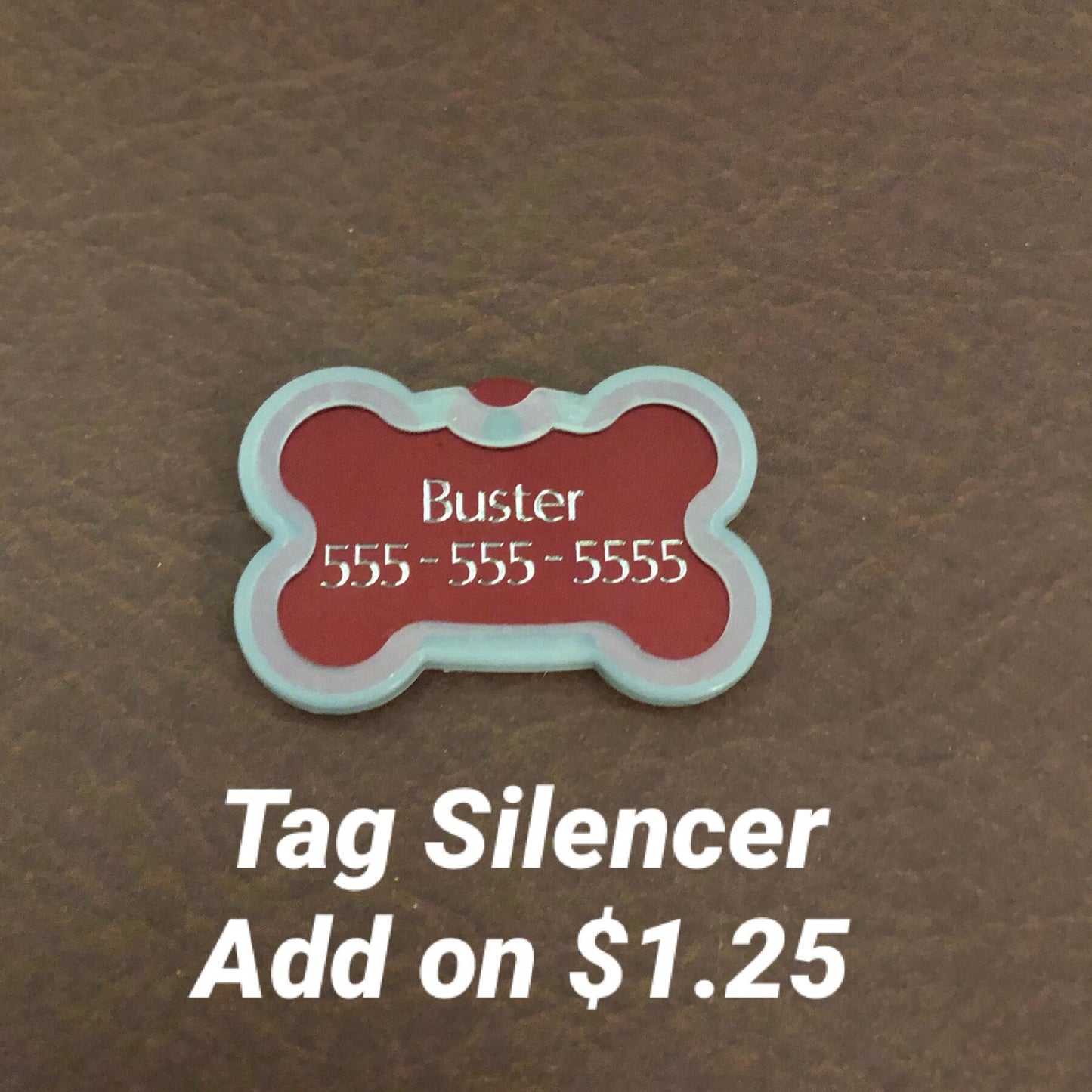 Spaz! Large Red Bone Personalized Aluminum Tag Diamond Engraved Dog Tag Puppy Tag SPAZLRB