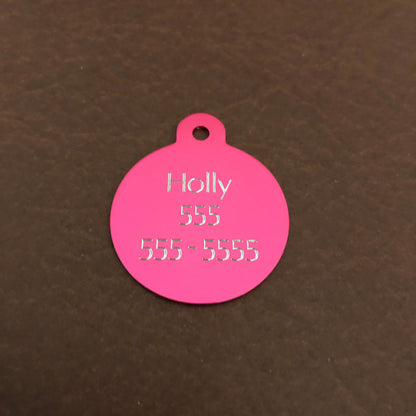 Peace Sign Peace Symbol Large Pink Circle Personalized Aluminum Tag Diamond Engraved Dog Tag Cat Tag Animal Tag Human ID Tag Kitty Tag Puppy