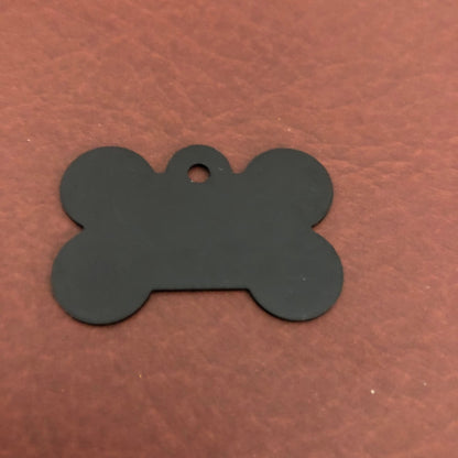 Stud, Large Black Bone Dog Tag, Personalized Aluminum Tag, Diamond Engraved, Dog Tag, Cat Tag, Puppy Tag, For Dog Collar, STUDLBB